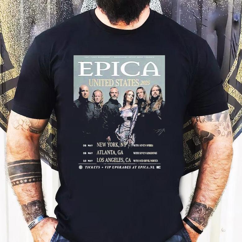 Epica 2025 US concert schedule tshirt Epica 2025 US concert schedule tshirt