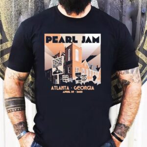 Pearl Jam 2025 tour stop in Atlanta featuring dark matter theme t-shirt