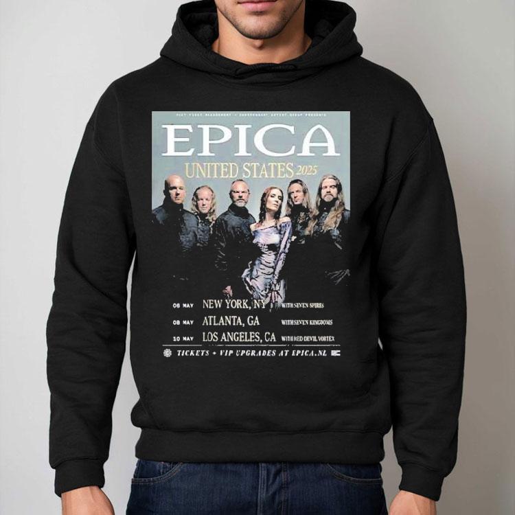 Epica 2025 US concert schedule tshirt Epica 2025 US concert schedule tshirt