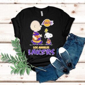 Los Angeles Lakers Inspired Peanuts Comic Design Featuring Snoopy And Charlie Brown T-shirt Los Angeles Lakers Inspired Peanuts Comic Design Featuring Snoopy And Charlie Brown T-shirt