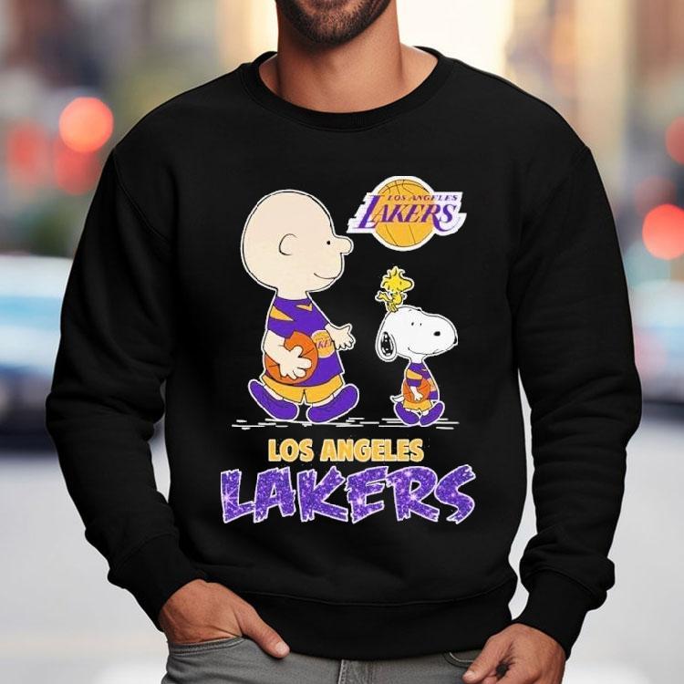 Los Angeles Lakers Inspired Peanuts Comic Design Featuring Snoopy And Charlie Brown T-shirt Los Angeles Lakers Inspired Peanuts Comic Design Featuring Snoopy And Charlie Brown T-shirt