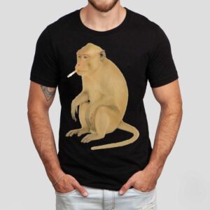 Playful Primate Puffing On A Cigarette Graphic T Tshirt