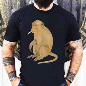 Playful Primate Puffing On A Cigarette Graphic T Tshirt