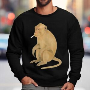 Playful Primate Puffing On A Cigarette Graphic T Sweatshirt