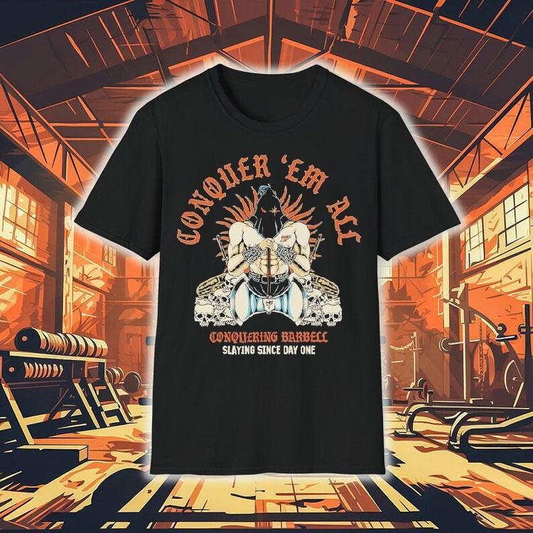 Dominate the gym from day one with this powerful barbell tshirt Dominate the gym from day one with this powerful barbell tshirt
