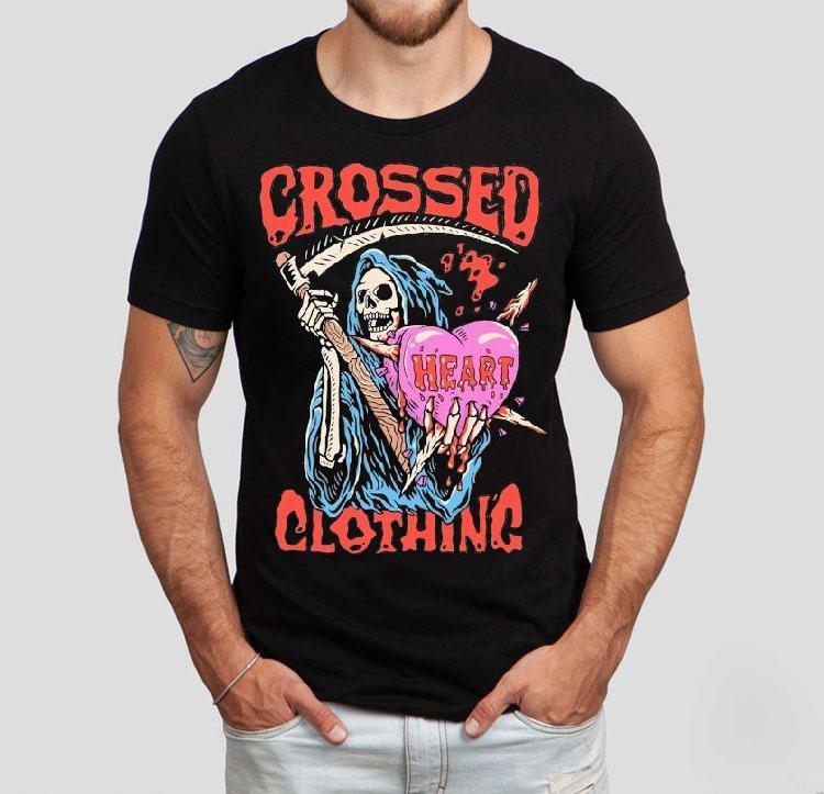 Grim Reaper With Crossed Heart Design Tshirt Grim Reaper With Crossed Heart Design Tshirt