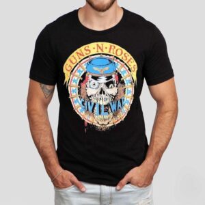 Guns N Roses iconic skull design battle themed t-shirt