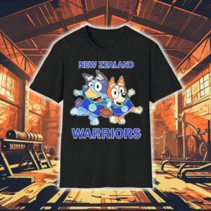 New Zealand Warriors inspired Bluey graphic t-shirt