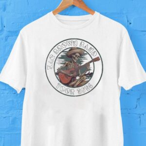 Skeleton guitar designs for Zac Browns 2024 tour tshirt