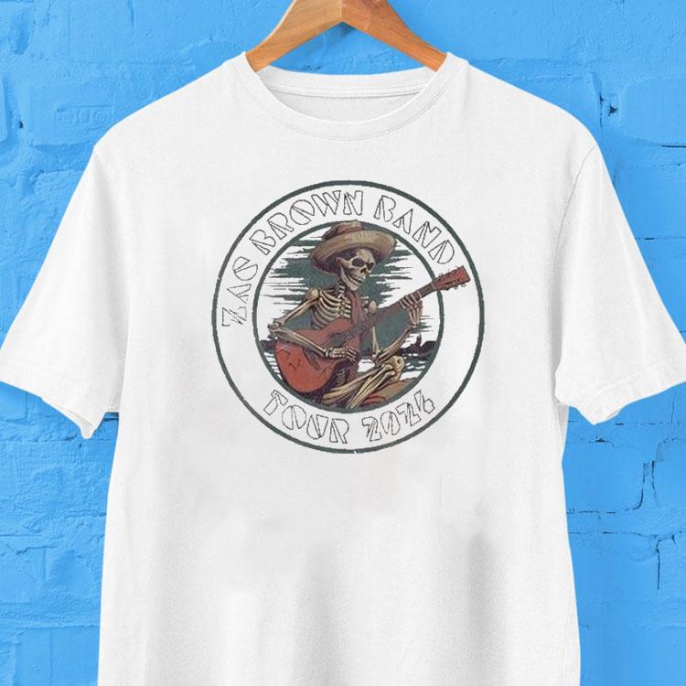 Skeleton guitar designs for Zac Browns 2024 tour tshirt Skeleton guitar designs for Zac Browns 2024 tour tshirt