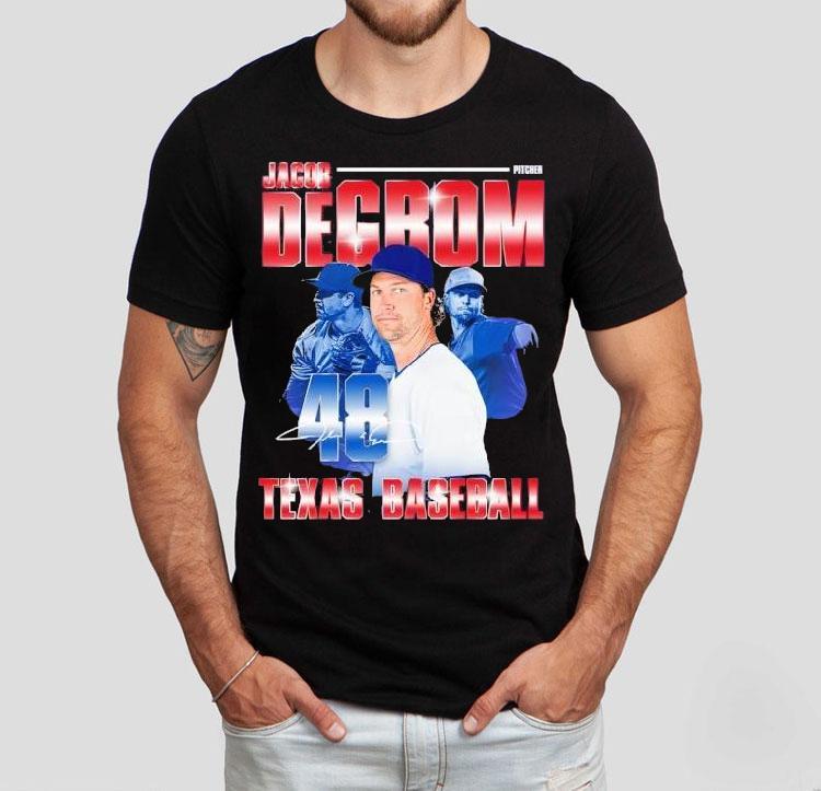 Texas Rangers Jacob Degrom 48 Baseball Tshirt Texas Rangers Jacob Degrom 48 Baseball Tshirt