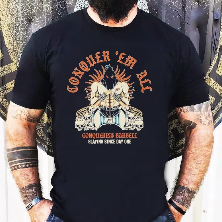 Dominate the gym from day one with this powerful barbell tshirt Dominate the gym from day one with this powerful barbell tshirt