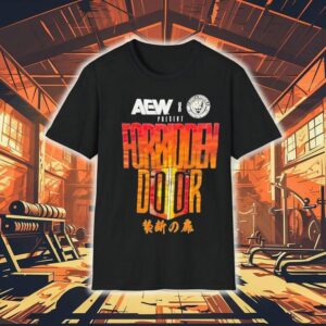 Exclusive crossover design from AEW and NJPW collaboration t-shirt