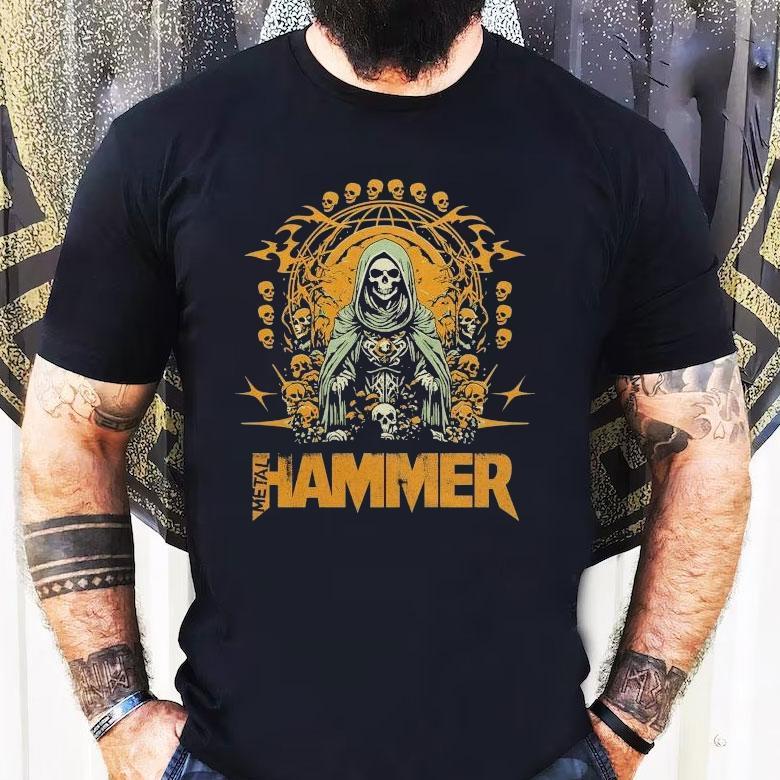 Grim reaper skull globe design metal hammer tshirt Grim reaper skull globe design metal hammer tshirt
