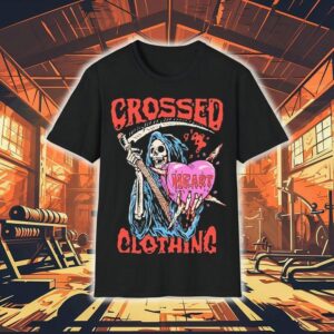 Grim Reaper With Crossed Heart Design Tshirt