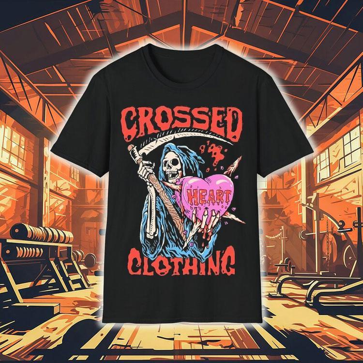 Grim Reaper With Crossed Heart Design Tshirt Grim Reaper With Crossed Heart Design Tshirt