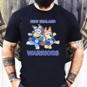 New Zealand Warriors inspired Bluey graphic t-shirt