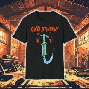 Stylish black crocodile print king stingray t-shirt