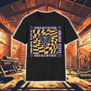Vintage inspired wave pattern design for Golden State Valkyries t-shirt