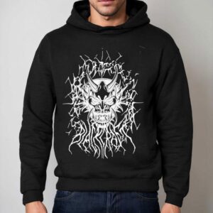 Edgy Occult Design With Sinister Mask Artwork Hoodie