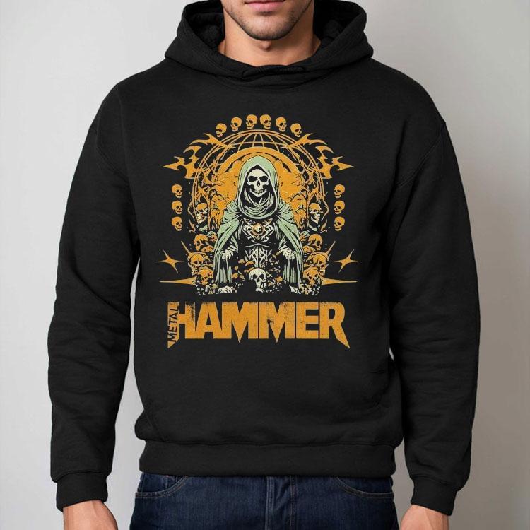 Grim reaper skull globe design metal hammer tshirt Grim reaper skull globe design metal hammer tshirt