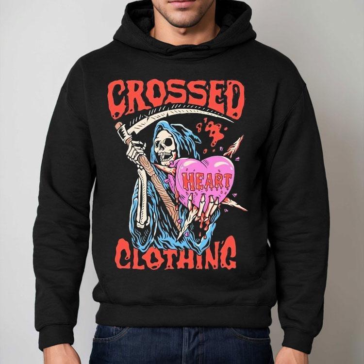 Grim Reaper With Crossed Heart Design Tshirt Grim Reaper With Crossed Heart Design Tshirt