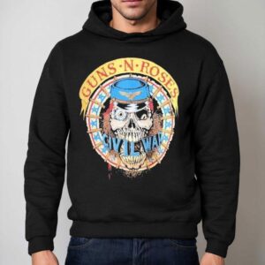 Guns N Roses Iconic Skull Design Battle Themed Hoodie