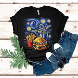A Fast Food Meal Style Of Van Gogh S Starry Nigh Tshirt