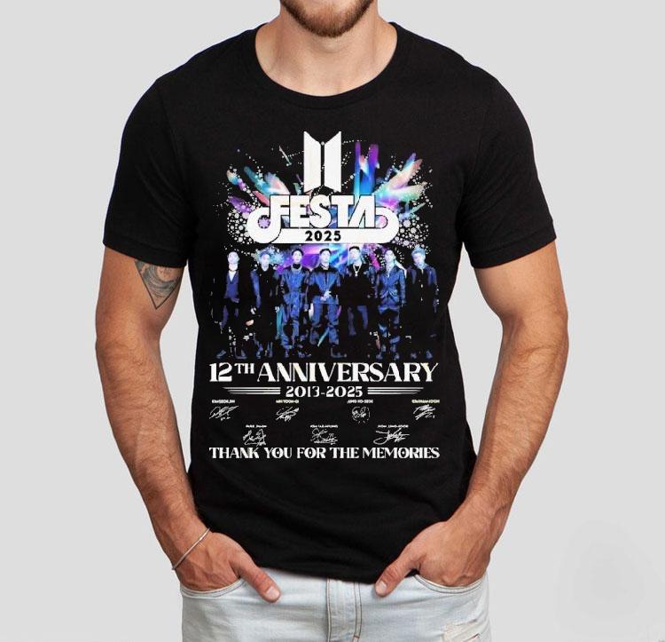 Bts Festa 2025 12th Anniversary 2013-2025 Signature Thank You For The Memories Signatures Shirt Bts Festa 2025 12th Anniversary 2013-2025 Signature Thank You For The Memories Signatures Shirt