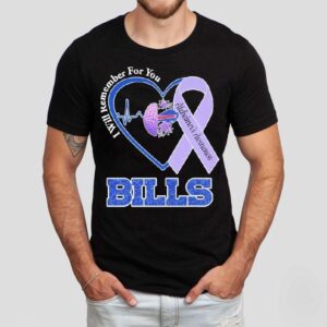 Buffalo Bills I Will Remember For You Alzheimer’s Awareness Heartbeat Brain Shirt
