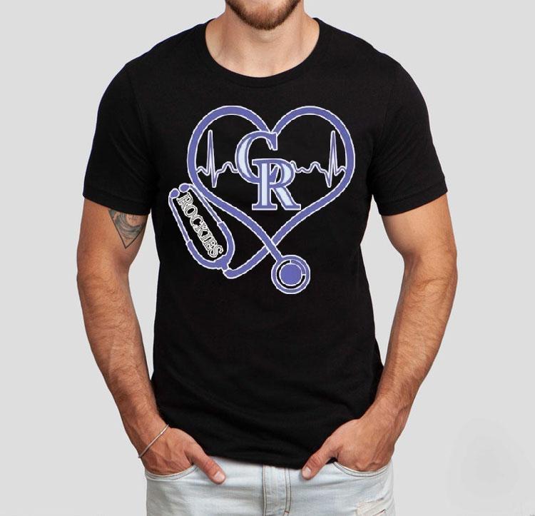 Colorado Rockies Caring Hearts Nurse Stethoscope Heartbeat Shirt Colorado Rockies Caring Hearts Nurse Stethoscope Heartbeat Shirt