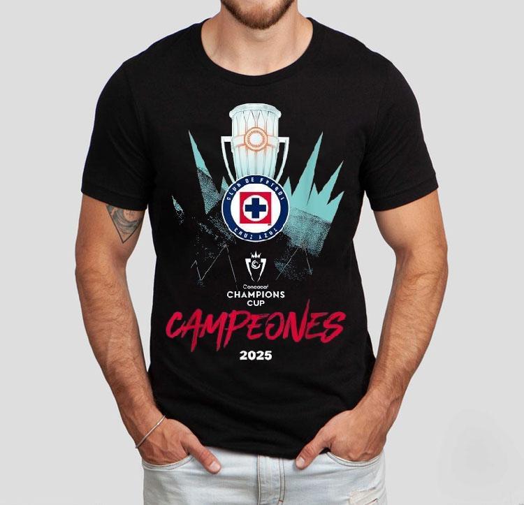 Cruz Azul Club De Futbol Concacaf Champions Cup Campeones 2025 Trophy Shirt Cruz Azul Club De Futbol Concacaf Champions Cup Campeones 2025 Trophy Shirt