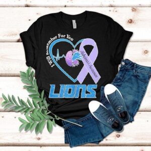 Detroit Lions I Will Remember For You Alzheimer’s Awareness Heartbeat Shirt