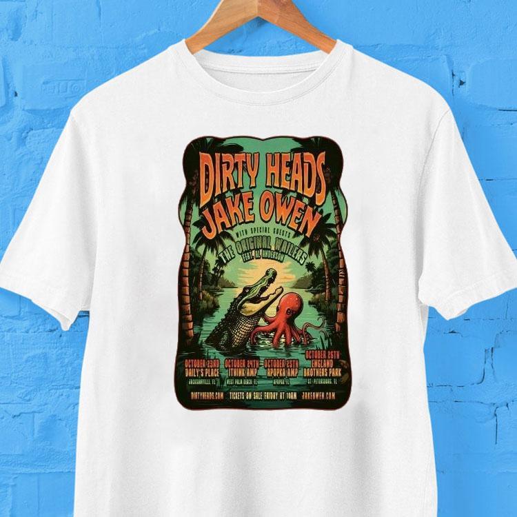 Dirty Heads Jake Owen The Wailers Tour Oct 2025 Gator Octopus Shirt Dirty Heads Jake Owen The Wailers Tour Oct 2025 Gator Octopus Shirt