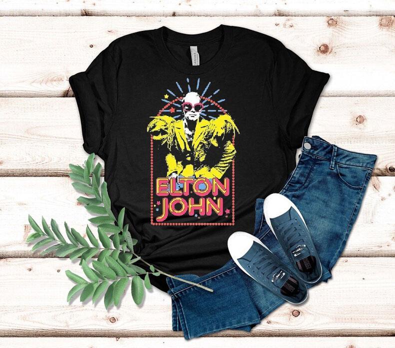 Elton John Distressed Photo Sparkle Shirt Elton John Distressed Photo Sparkle Shirt
