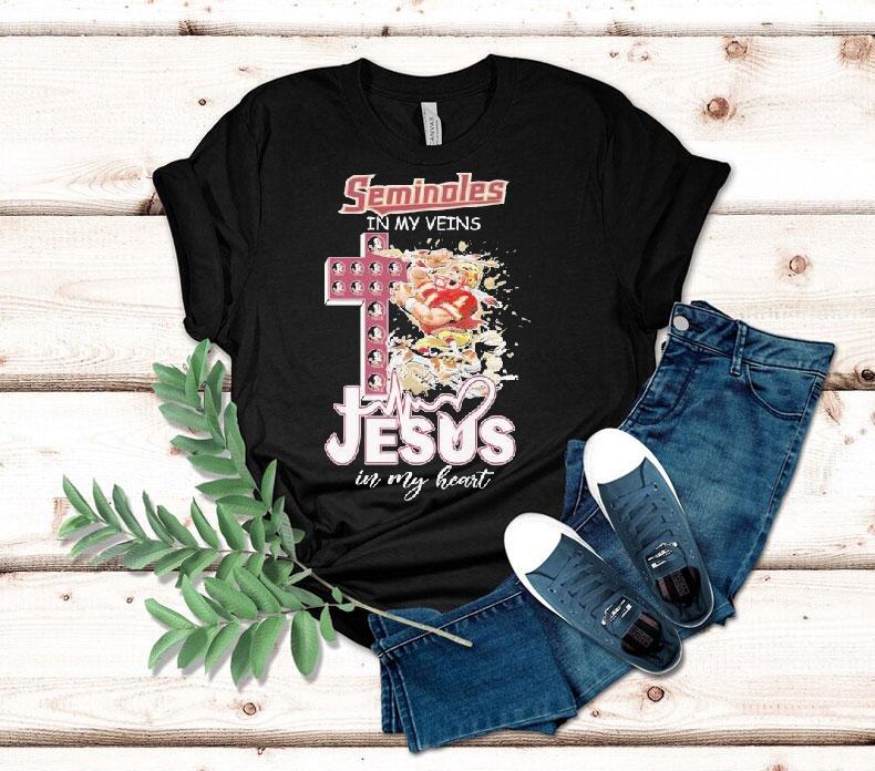 Florida State Seminoles In My Veins Jesus In My Heart Mascot Shirt Florida State Seminoles In My Veins Jesus In My Heart Mascot Shirt