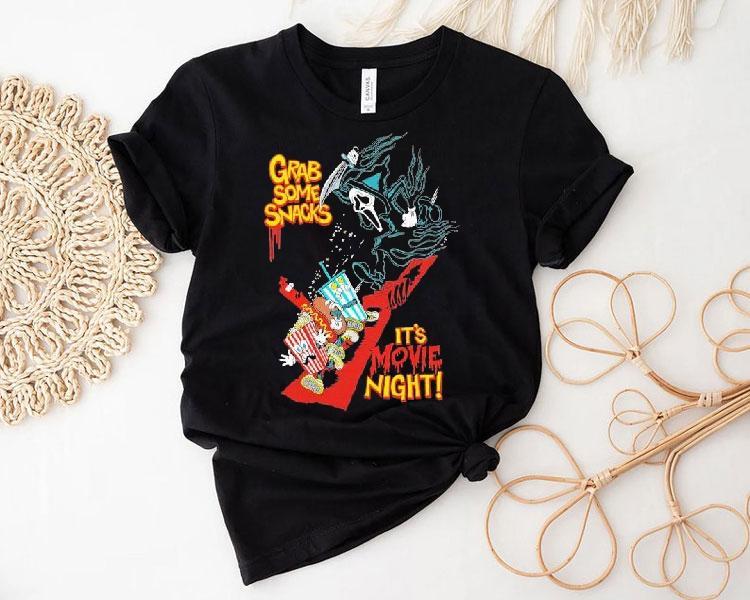 Ghostface Grab Some Snacks It’s Movie Night At The Movies Grim Shirt Ghostface Grab Some Snacks It’s Movie Night At The Movies Grim Shirt