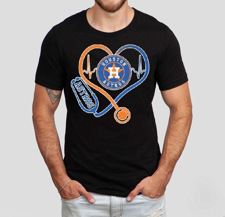 Houston Astros Caring Hearts Nurse Stethoscope Shirt Houston Astros Caring Hearts Nurse Stethoscope Shirt