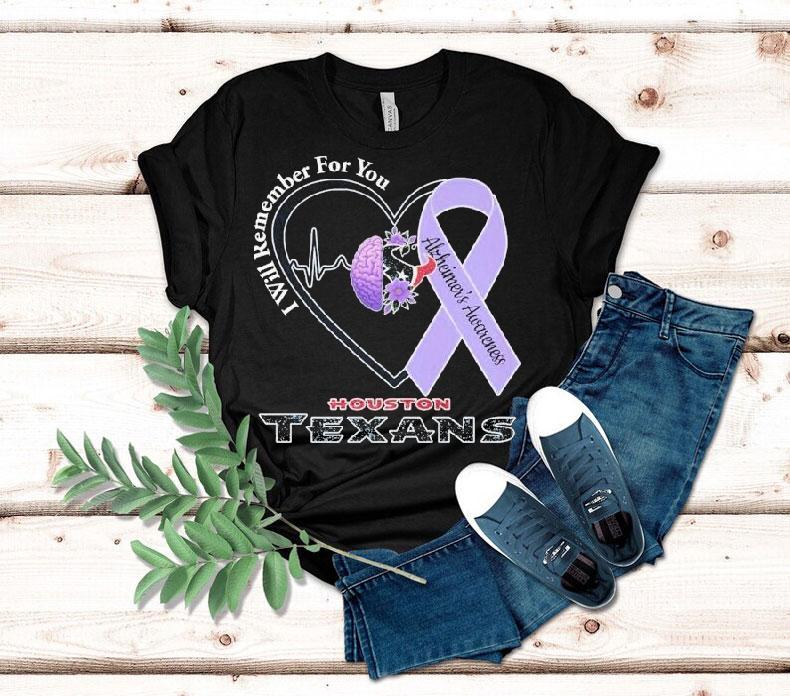 Houston Texans I Will Remember For You Alzheimer’s Awareness Heartbeat Brain Shirt Houston Texans I Will Remember For You Alzheimer’s Awareness Heartbeat Brain Shirt