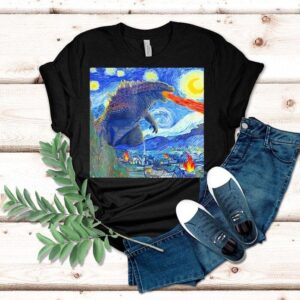 Japanese Monster Kaiju In Van Gogh Starry Night Godzilla 2025 Shirt