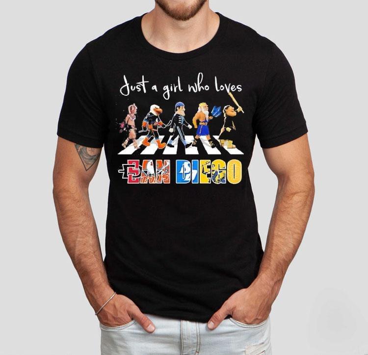 Just A Girl Who Loves San Diego Sports Team Mascot Walking Across Shirt Just A Girl Who Loves San Diego Sports Team Mascot Walking Across Shirt