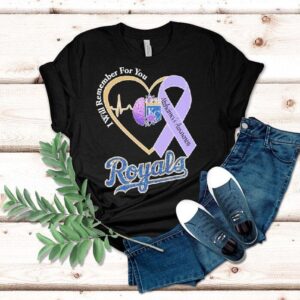 Kansas City Royals I Will Remember For You Alzheimer’s Awareness Heartbeat Brain Shirt