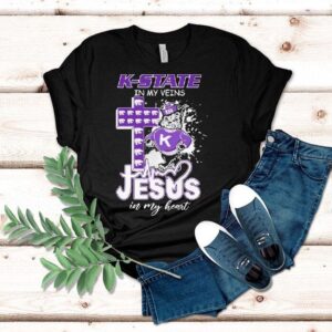 Kansas State Wildcats In My Veins Jesus In My Heart Mascot Shirt