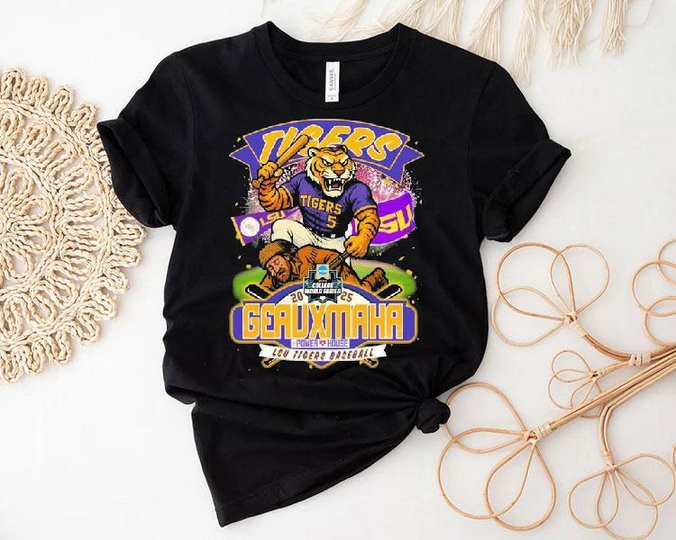 Lsu Tigers Ncaa 2025 College World Series Omaha Geauxmaha Power House Mascot Shirt Lsu Tigers Ncaa 2025 College World Series Omaha Geauxmaha Power House Mascot Shirt