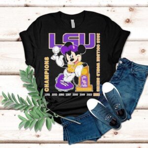 Mickey Mouse Lsu Tigers Ncaa 2025 College World Series Champions Trophy Shirt