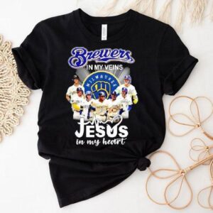 Milwaukee Brewers In My Veins Jesus In My Heart Signatures Shirt