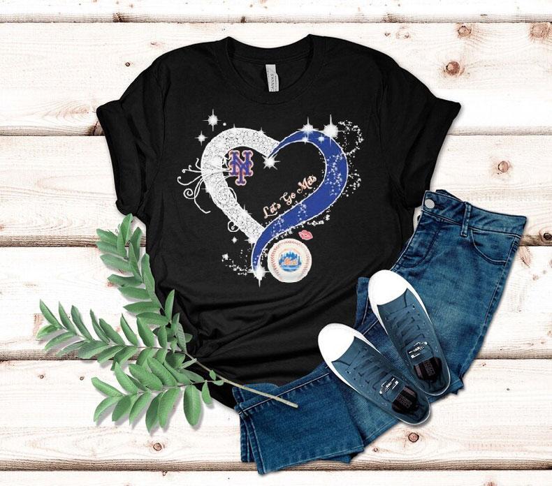 New York Mets Let’s Go Mets Heart Crystal Shirt New York Mets Let’s Go Mets Heart Crystal Shirt