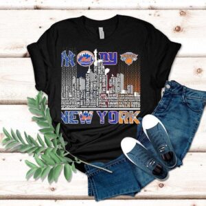 New York Yankees Mets Giants Knicks All Name Of Legends City Skyline Shirt