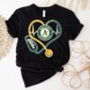 Oakland Athletics Caring Hearts Nurse Stethoscope Heartbeat Shirt