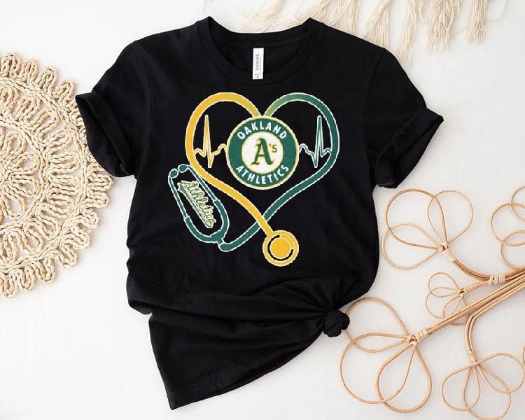 Oakland Athletics Caring Hearts Nurse Stethoscope Heartbeat Shirt Oakland Athletics Caring Hearts Nurse Stethoscope Heartbeat Shirt